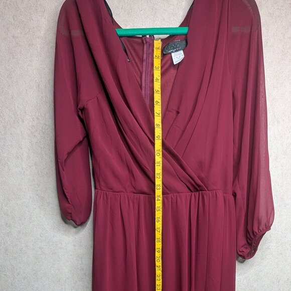 NWT EVA USA Burgundy Maxi Wrap Dress 3XL With Side Slit RARE Size - Picture 10 of 16